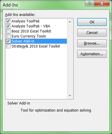 add solver for excel